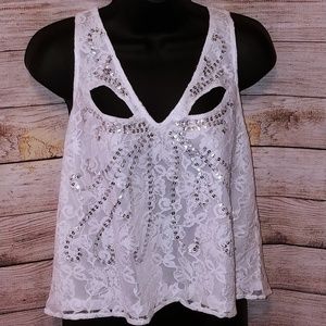 Ark & Co Lace Tank top with Sequins